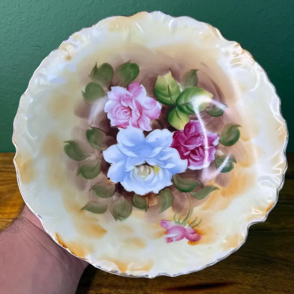Vintage Enesco Hand Painted Bowl Floral Farmhouse Dish